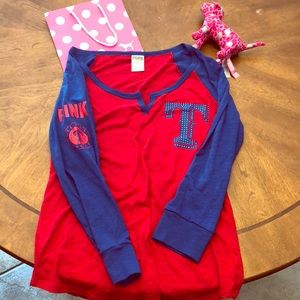 NWOT VS Pink MLB Texas Rangers Raglan Tee